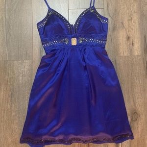 Arden B Blue Mini Dress w/ Embellishments